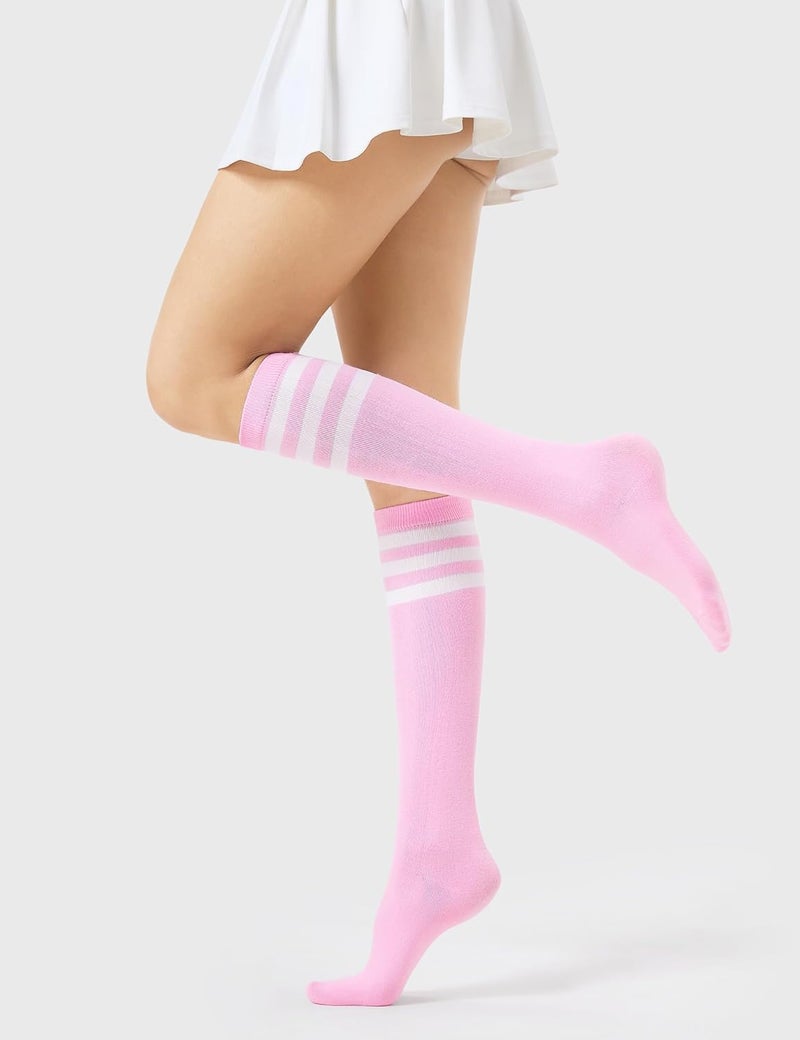 FITRELL Women's Knee High Socks Outdoor Sport Athletic Socks Casual Stripe Tube Socks 1-4 Pack - Image 4